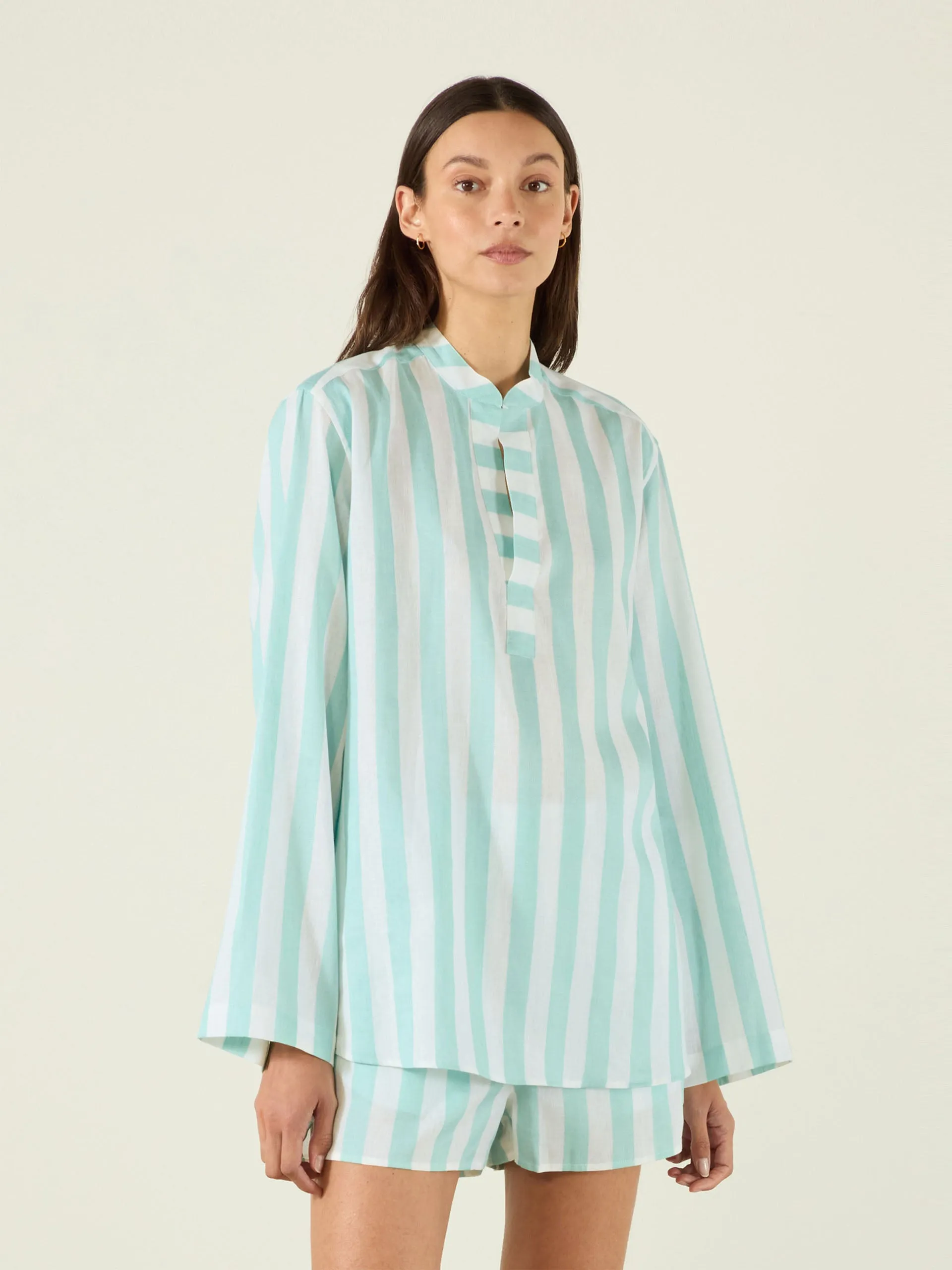 Ada: Weave, Mint stripe shirt