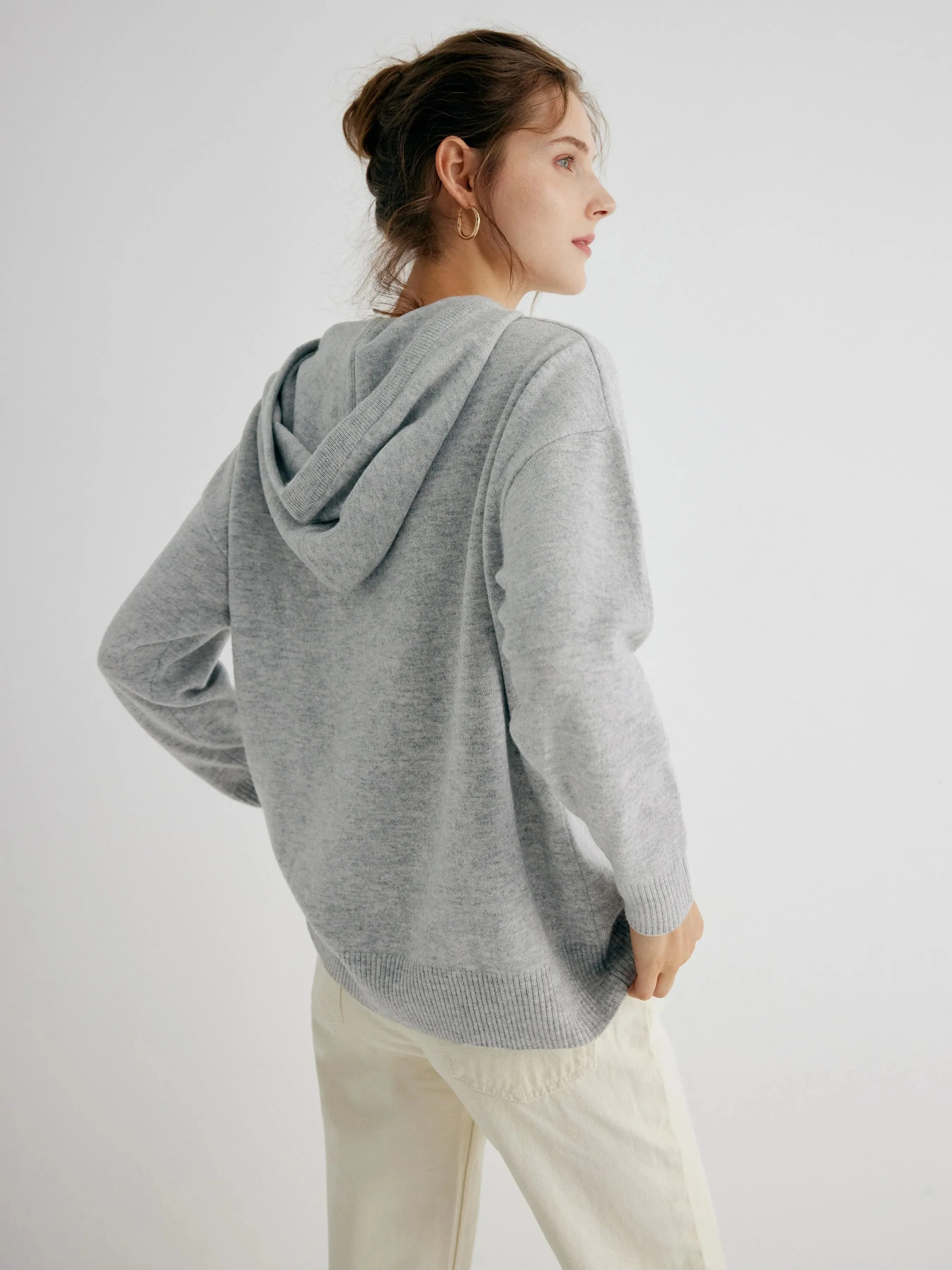 Alaia 100% Merino Wool Grey Relaxed Fit Hoodie
