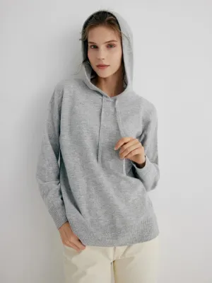 Alaia 100% Merino Wool Grey Relaxed Fit Hoodie