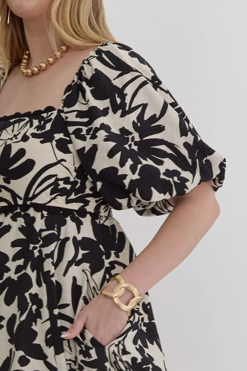 Black & White Abstract Midi Dress
