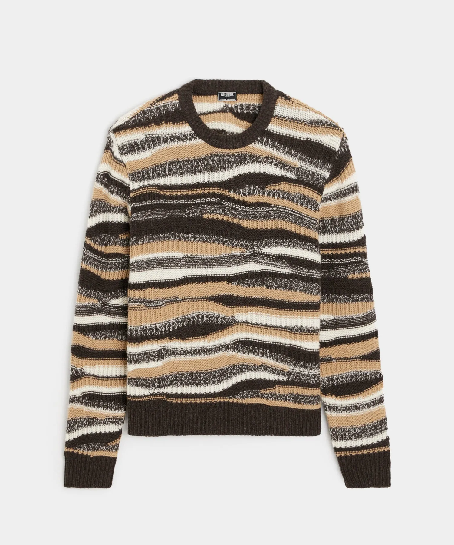 Broken Stitch Crewneck in Leather Brown