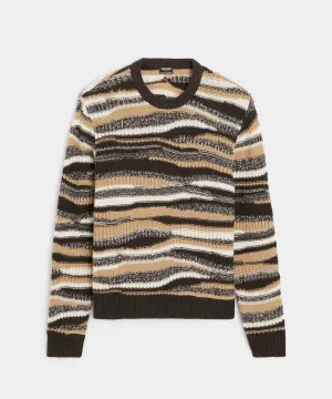 Broken Stitch Crewneck in Leather Brown