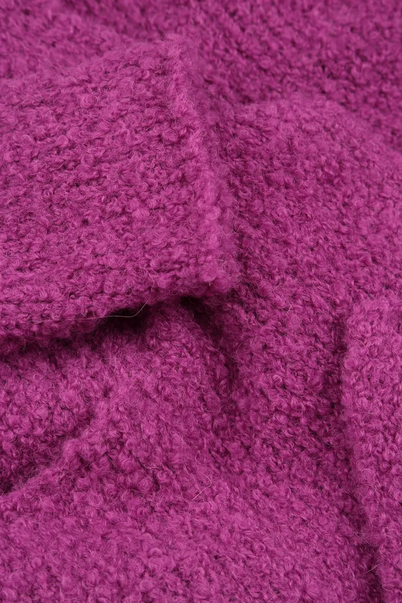 Buttoned Royal Fuchsia Alpaca Wool Cardigan