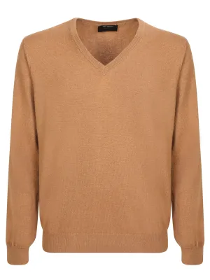 Camel V-neck pullover