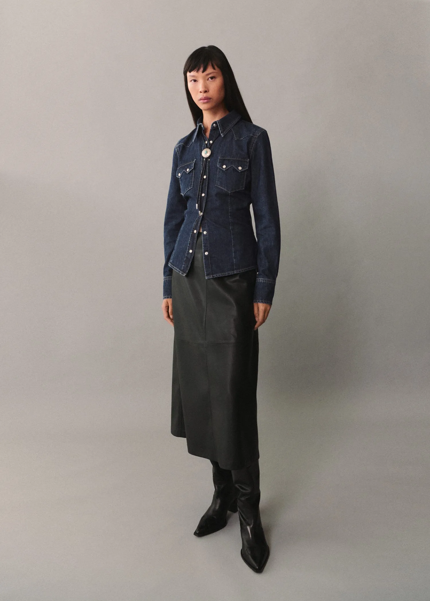 Chest-pocket denim shirt - Open Blue