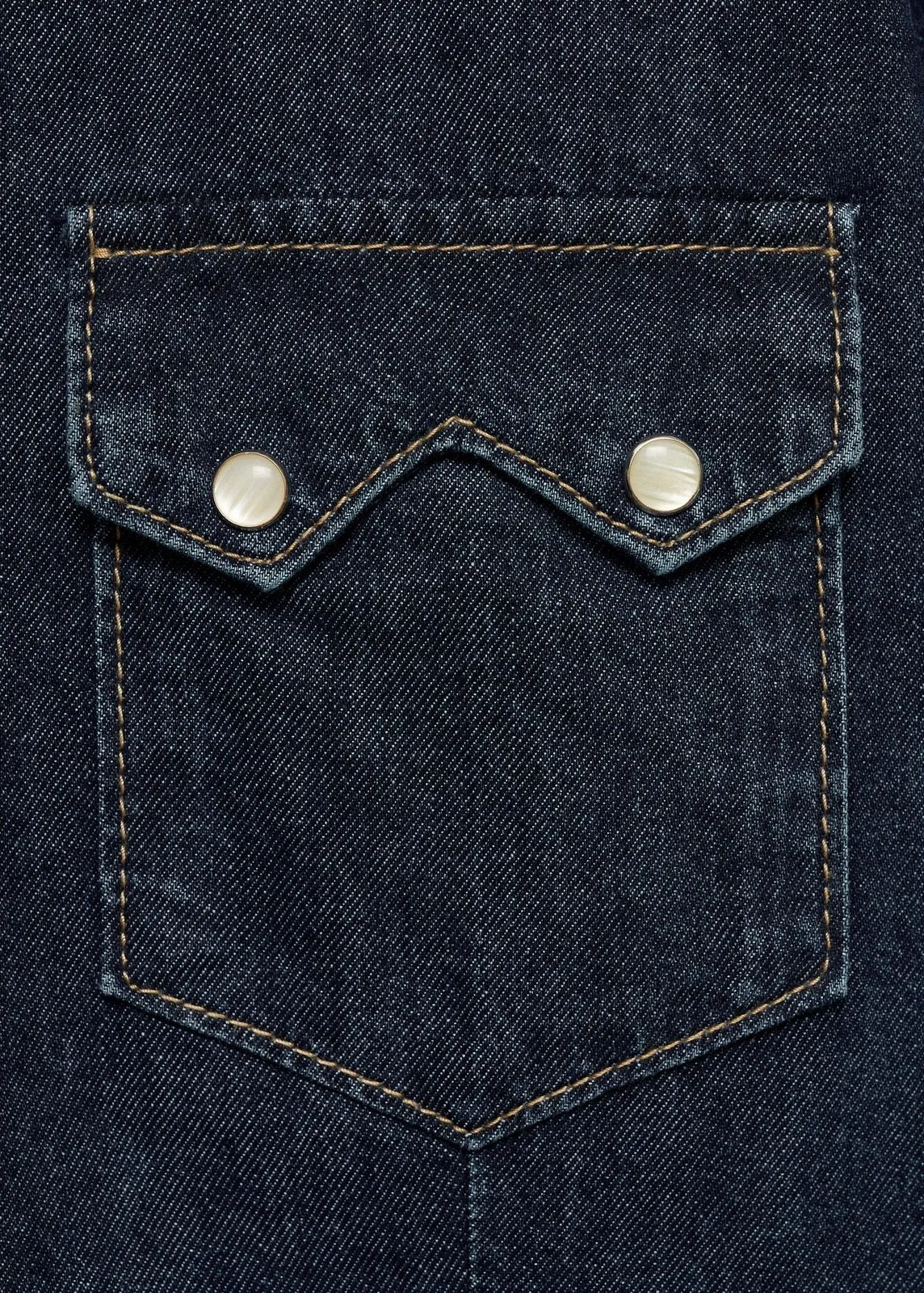 Chest-pocket denim shirt - Open Blue