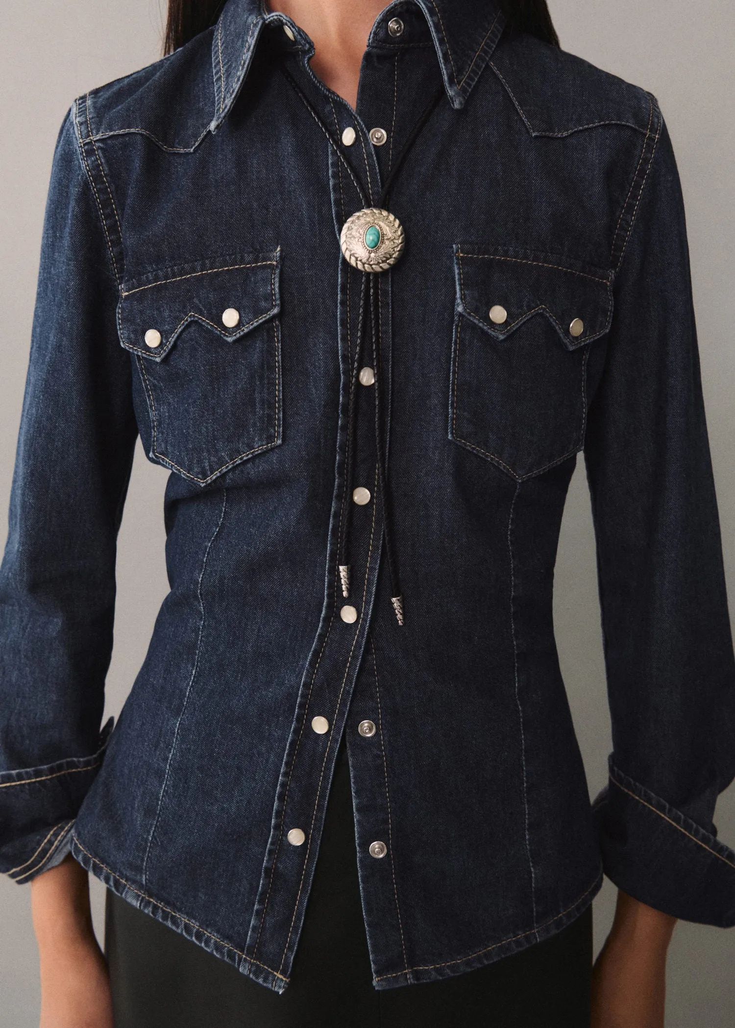 Chest-pocket denim shirt - Open Blue