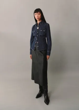 Chest-pocket denim shirt - Open Blue