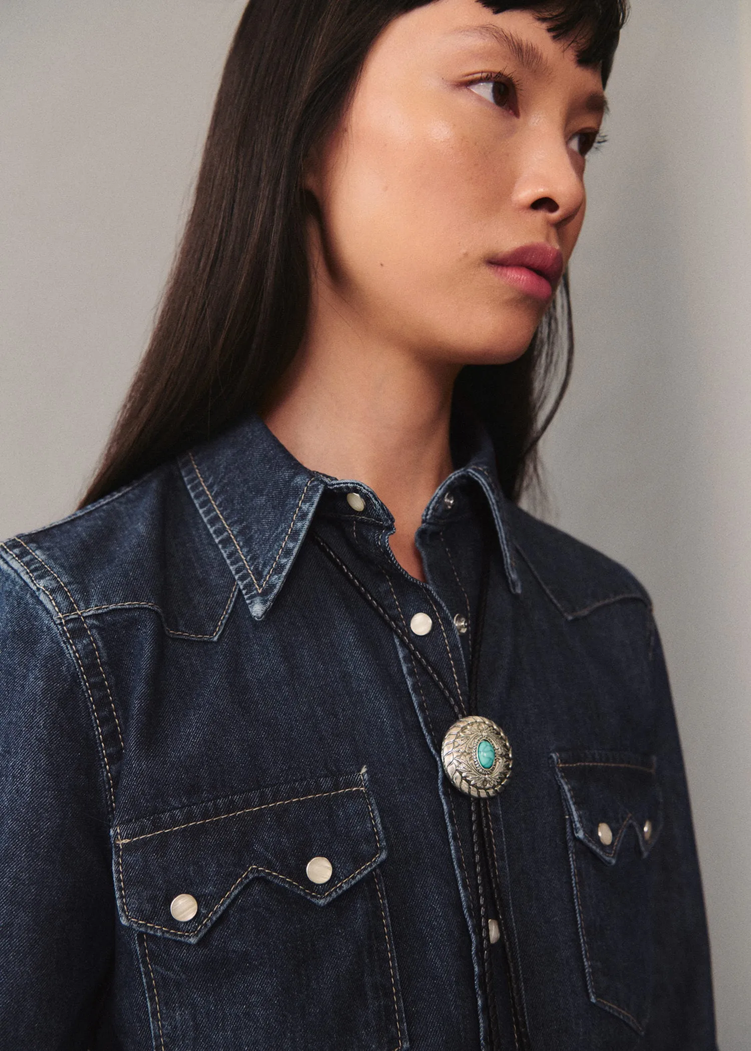 Chest-pocket denim shirt - Open Blue