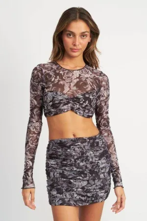 Crew Neck Ruched Crop Top