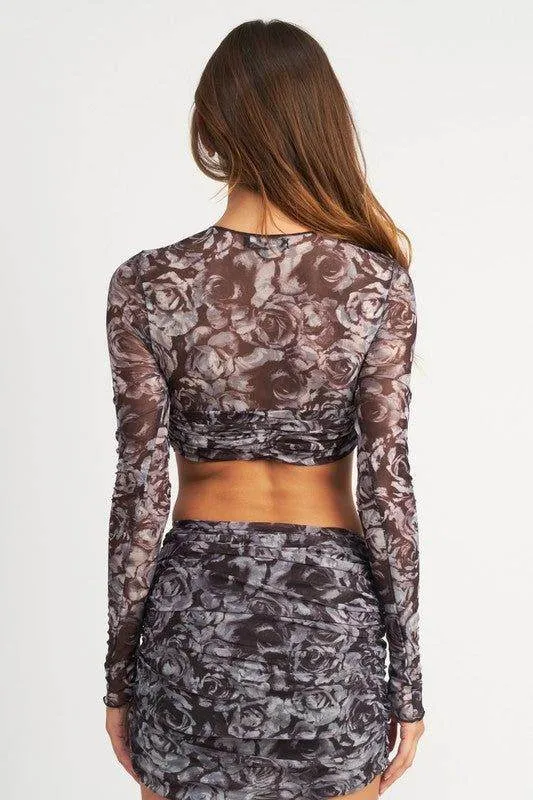 Crew Neck Ruched Crop Top