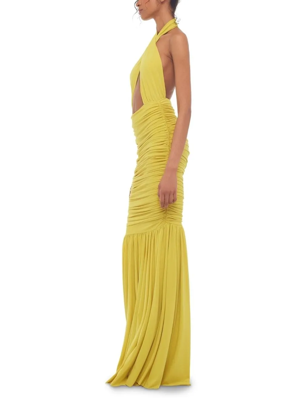Cross Halter Fishtail Gown in Buttermilk