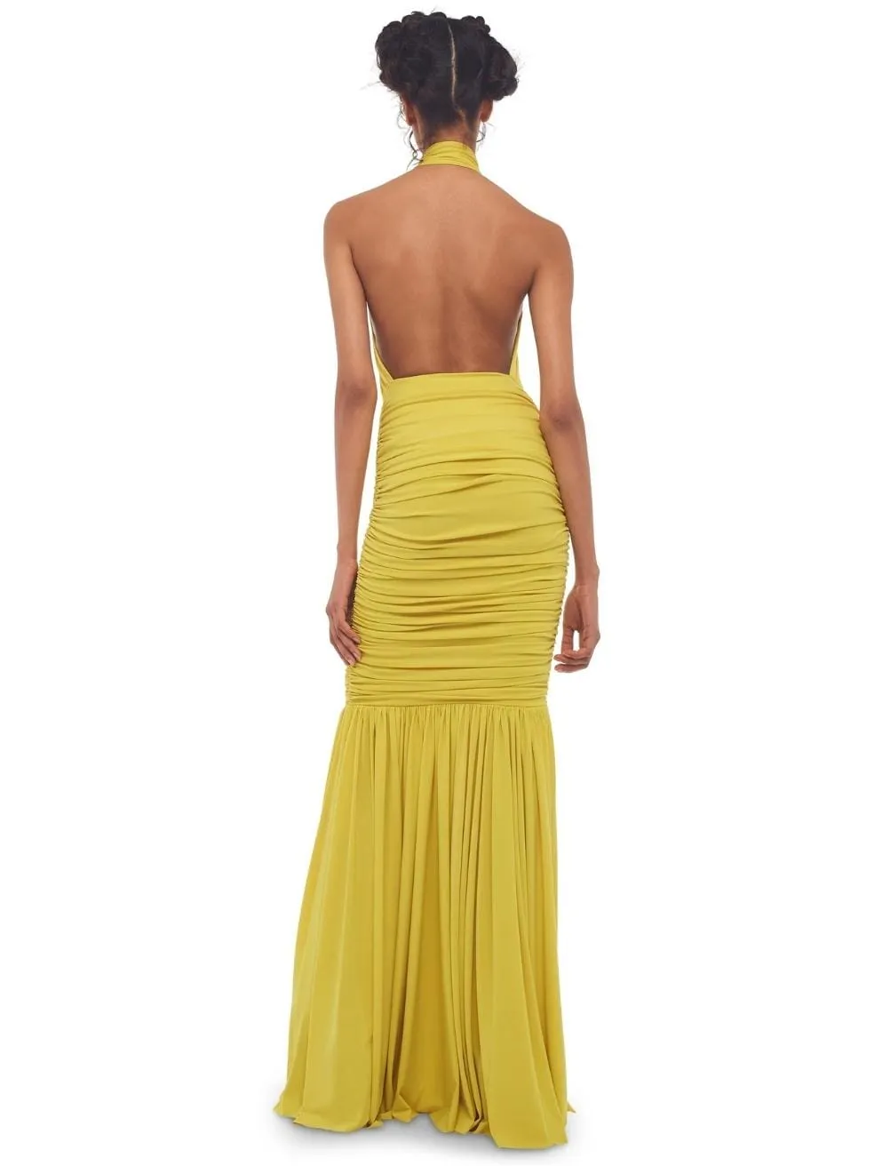 Cross Halter Fishtail Gown in Buttermilk