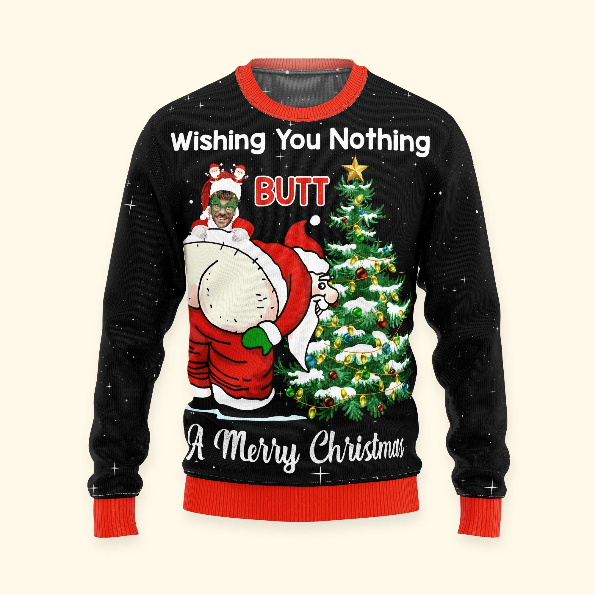 Custom Face Christmas Family Santa Claus - Personalized Photo Ugly Sweater