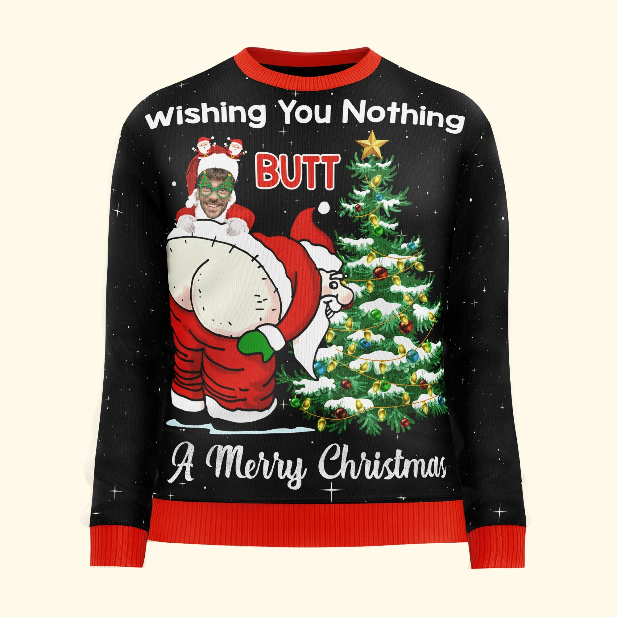 Custom Face Christmas Family Santa Claus - Personalized Photo Ugly Sweater