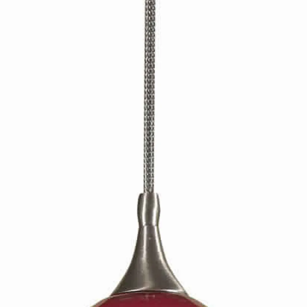 Dome Shaped Glass Shade Pendant Lighting with Cord, Red and Black By Casagear Home