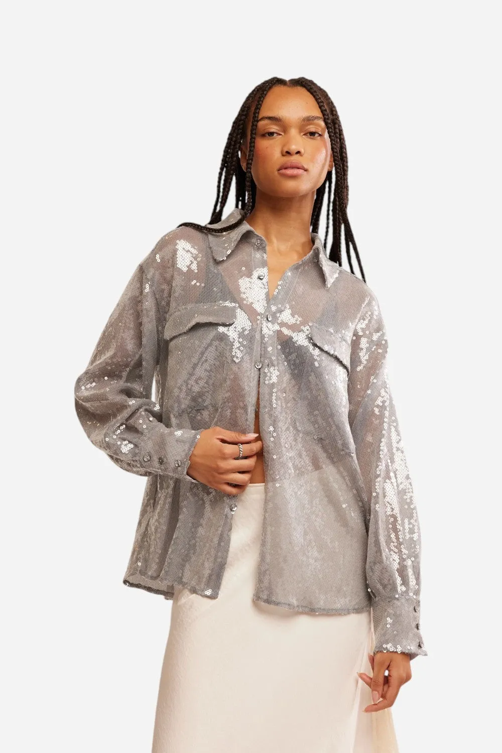 Free People Disco Margarita Button Down in Rocket