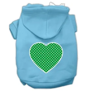 Green Swiss Dot Heart Screen Print Pet Hoodies Baby Blue Size XXL (18)