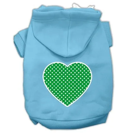 Green Swiss Dot Heart Screen Print Pet Hoodies Baby Blue Size XXL (18)