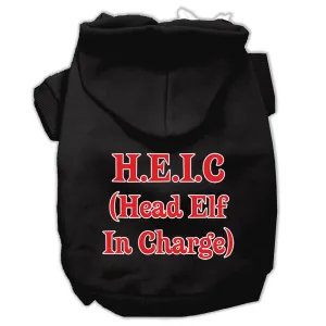 Head Elf In Charge Screen Print Pet Hoodies Black Size XL (16)