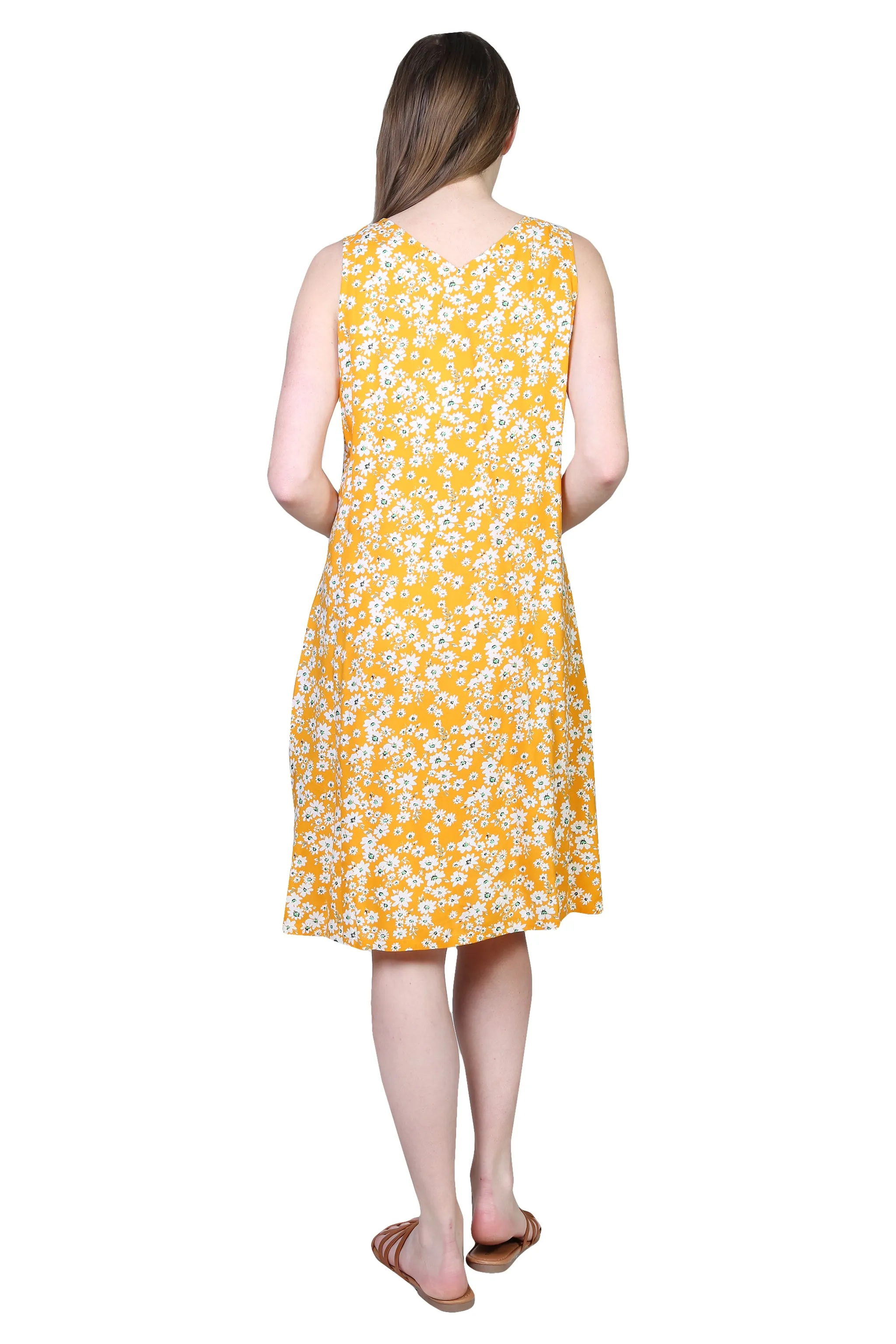 La Cera Sleeveless Rayon Printed A-Line Dress