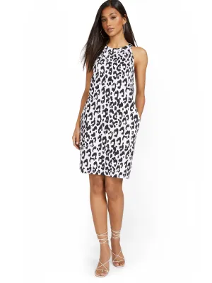 Leopard-Print Halter Shift Dress - City Knits