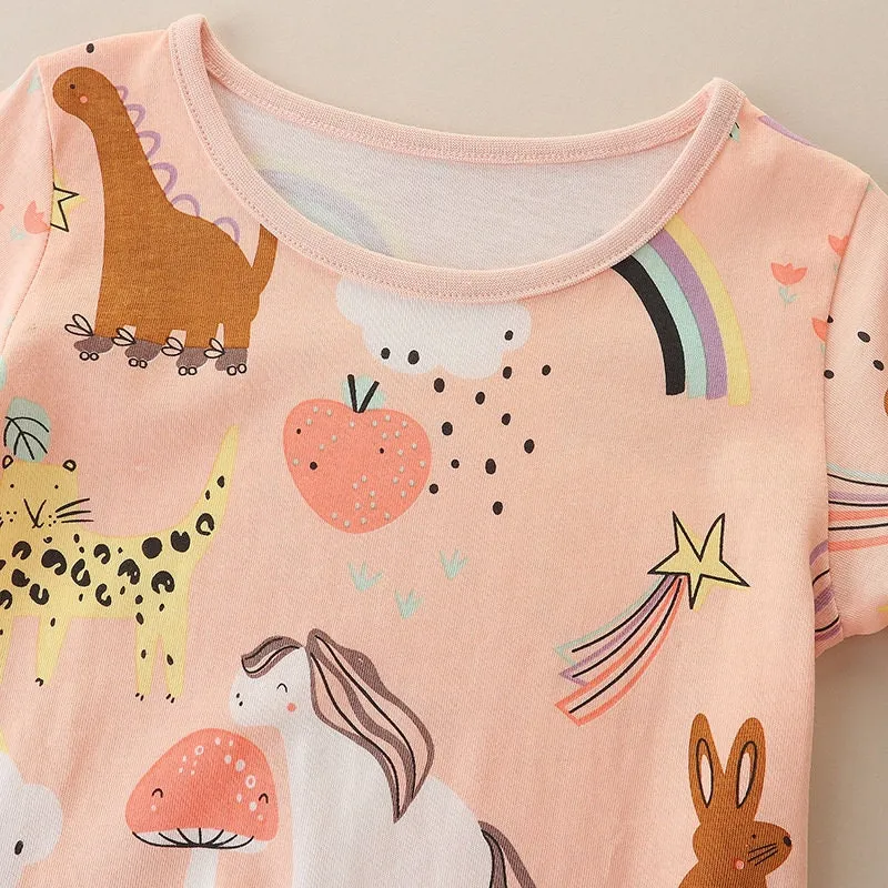 Long Sleeve Girls Dresses Cute Animals