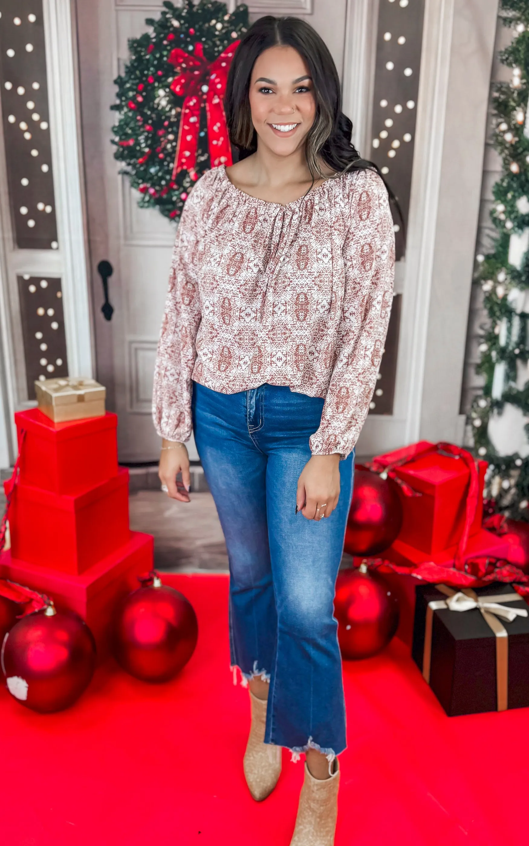 Off the Shoulder Brick Blouse