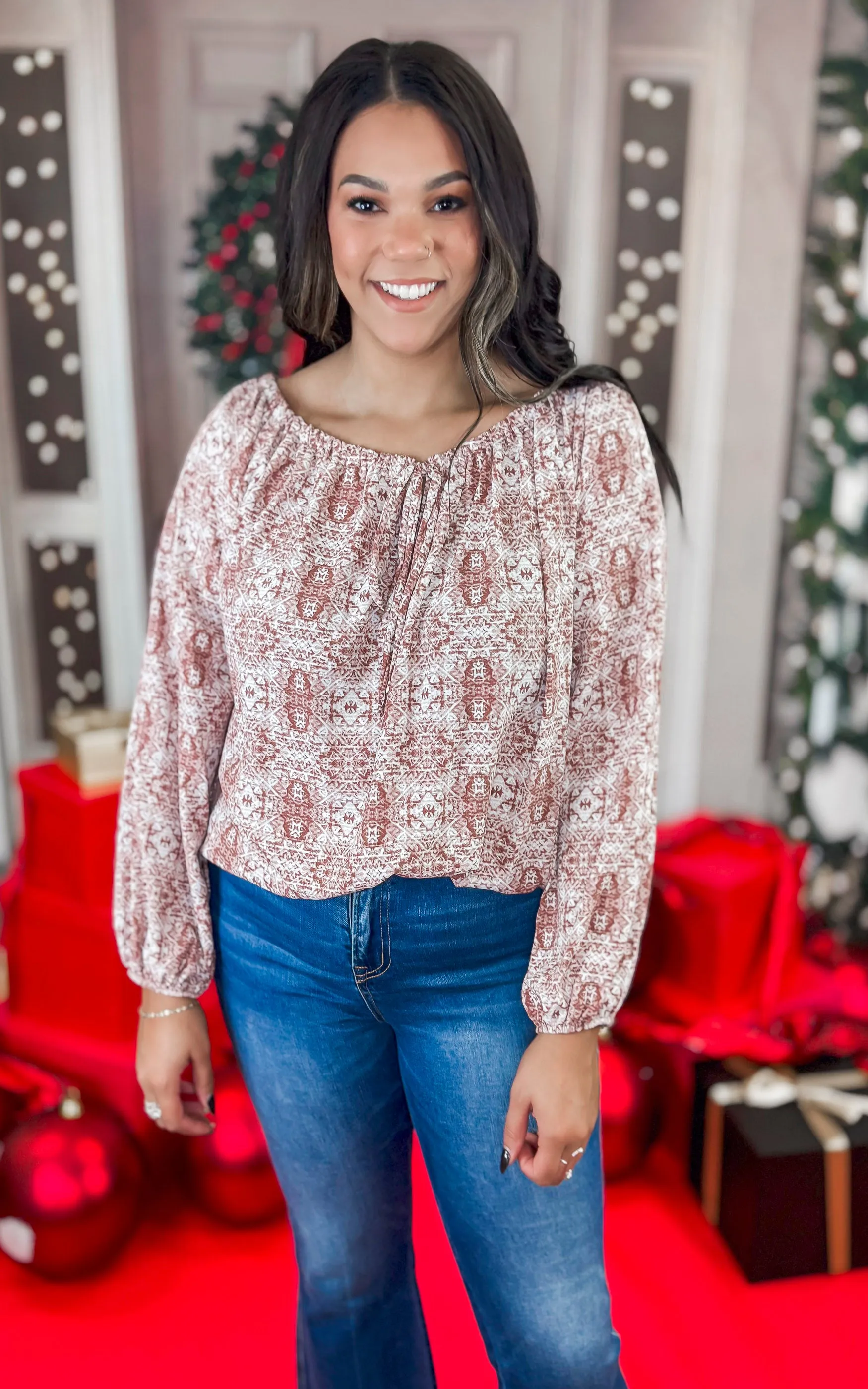 Off the Shoulder Brick Blouse