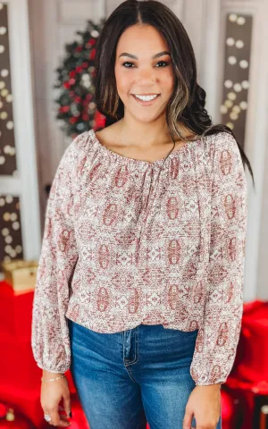 Off the Shoulder Brick Blouse