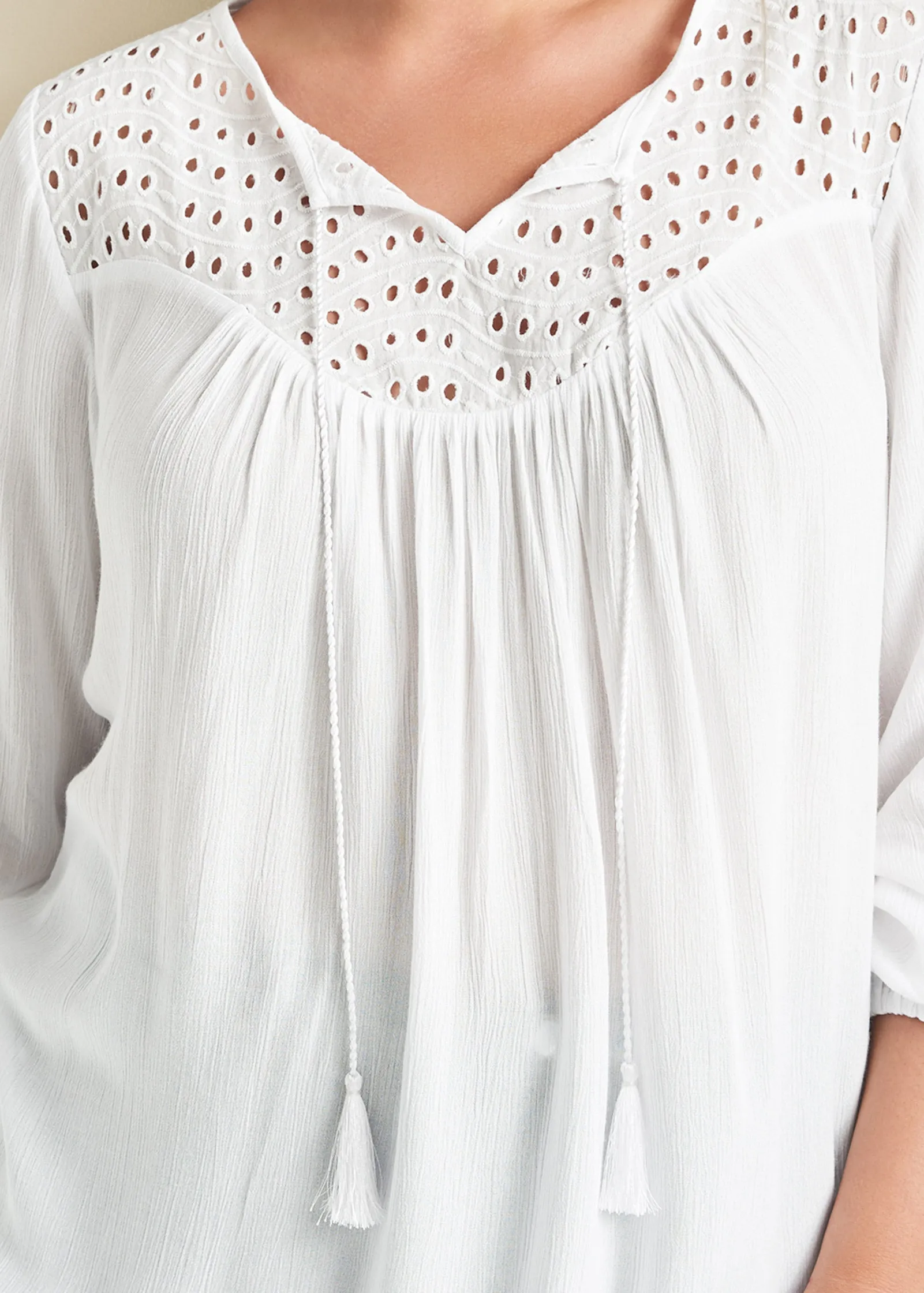 Oversize Tie-Front Blouse - White