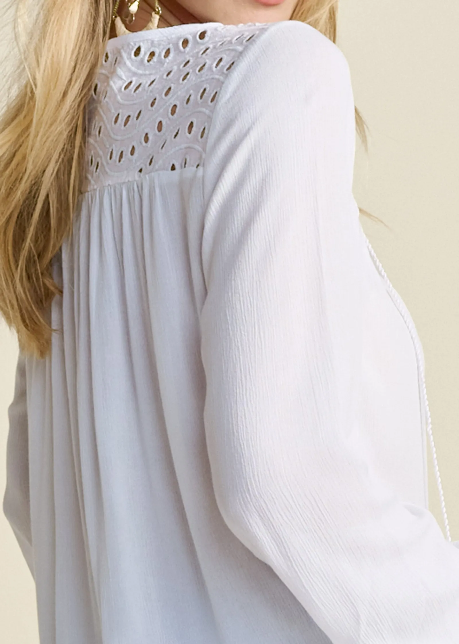 Oversize Tie-Front Blouse - White
