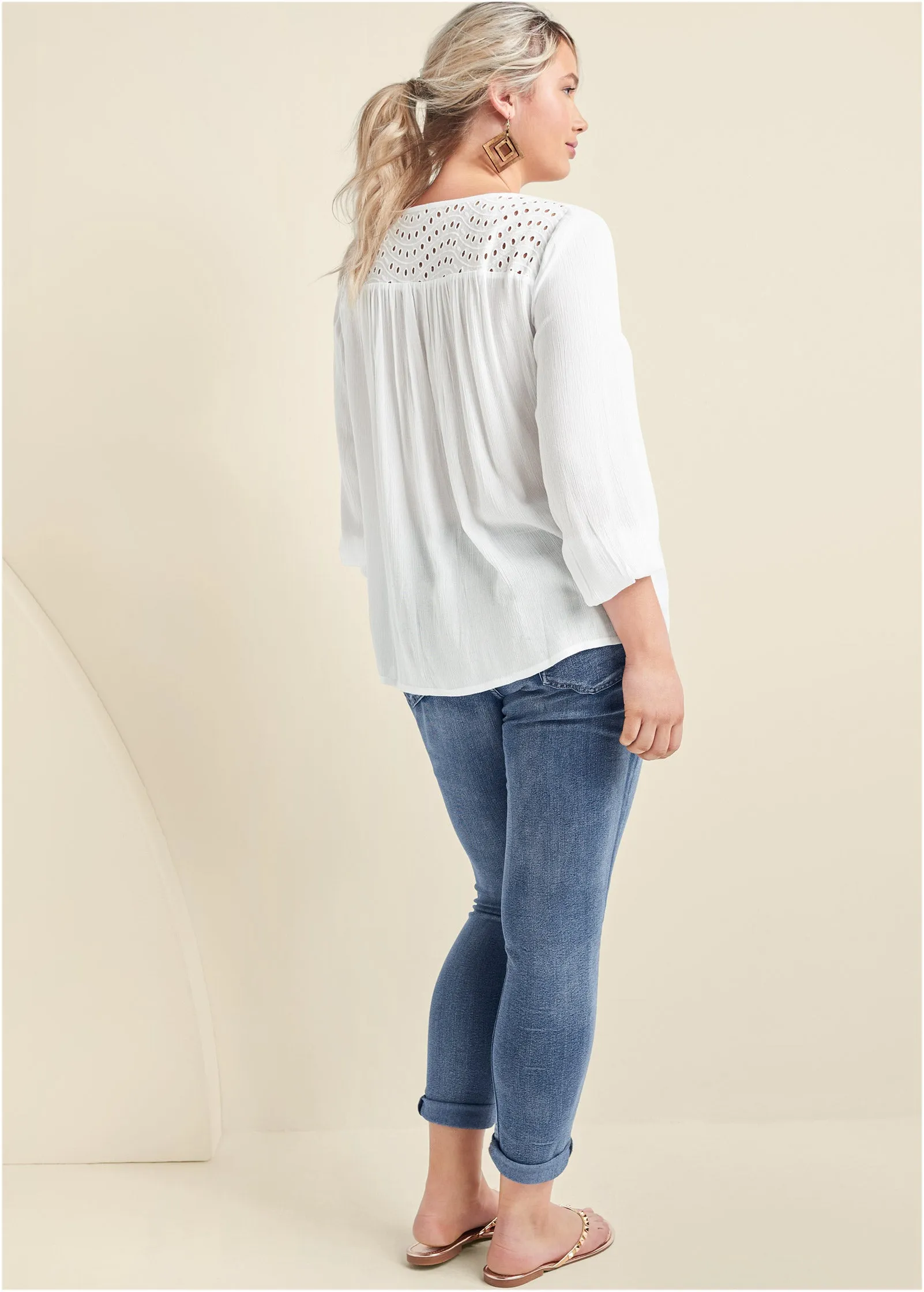 Oversize Tie-Front Blouse - White