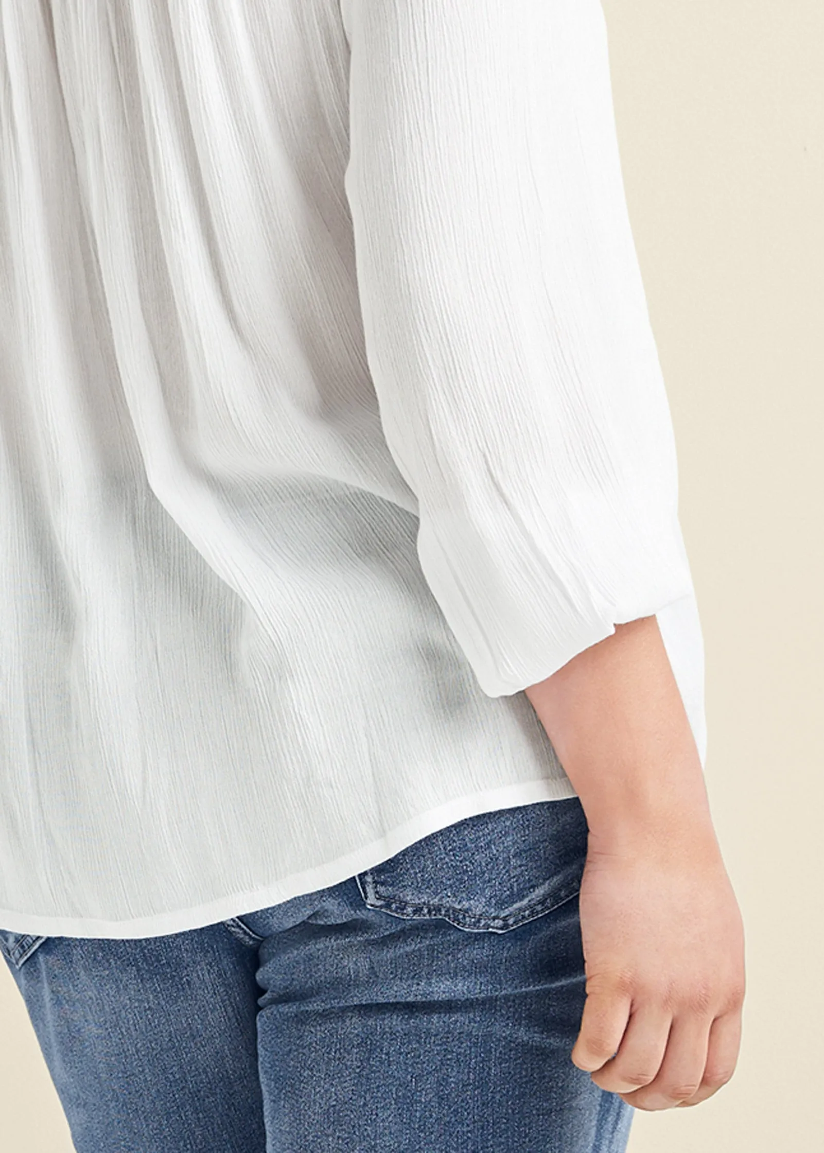 Oversize Tie-Front Blouse - White