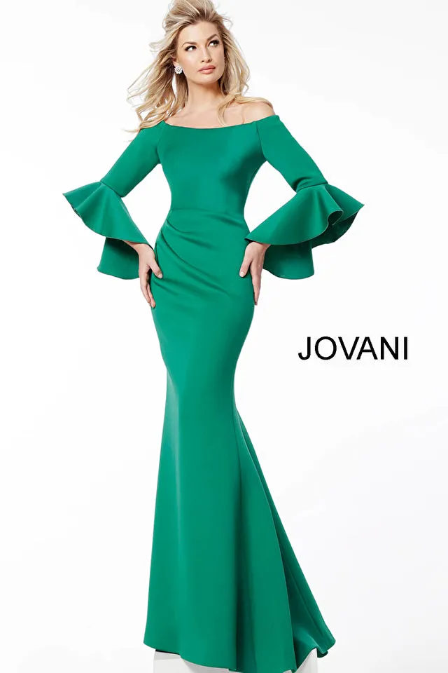 Raven | Scuba off the Shoulder Bell Sleeve Gown | Jovani 59993