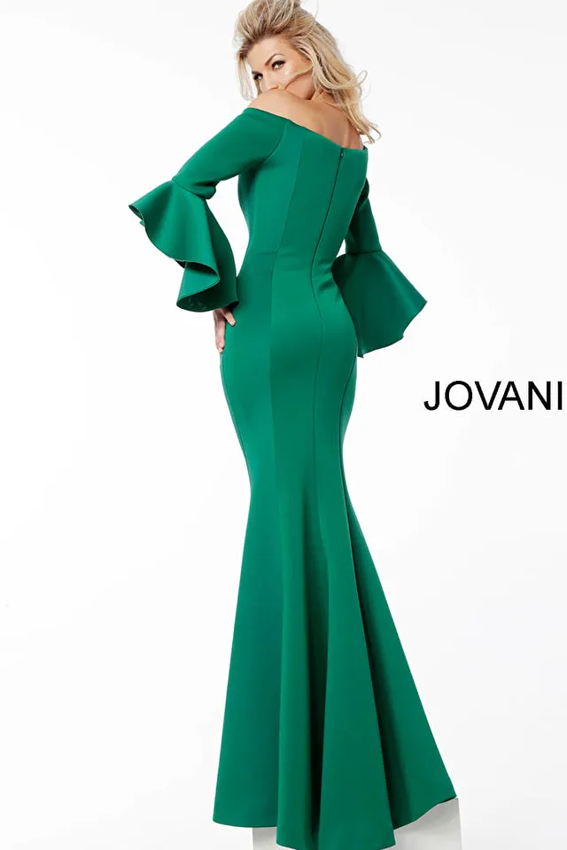 Raven | Scuba off the Shoulder Bell Sleeve Gown | Jovani 59993