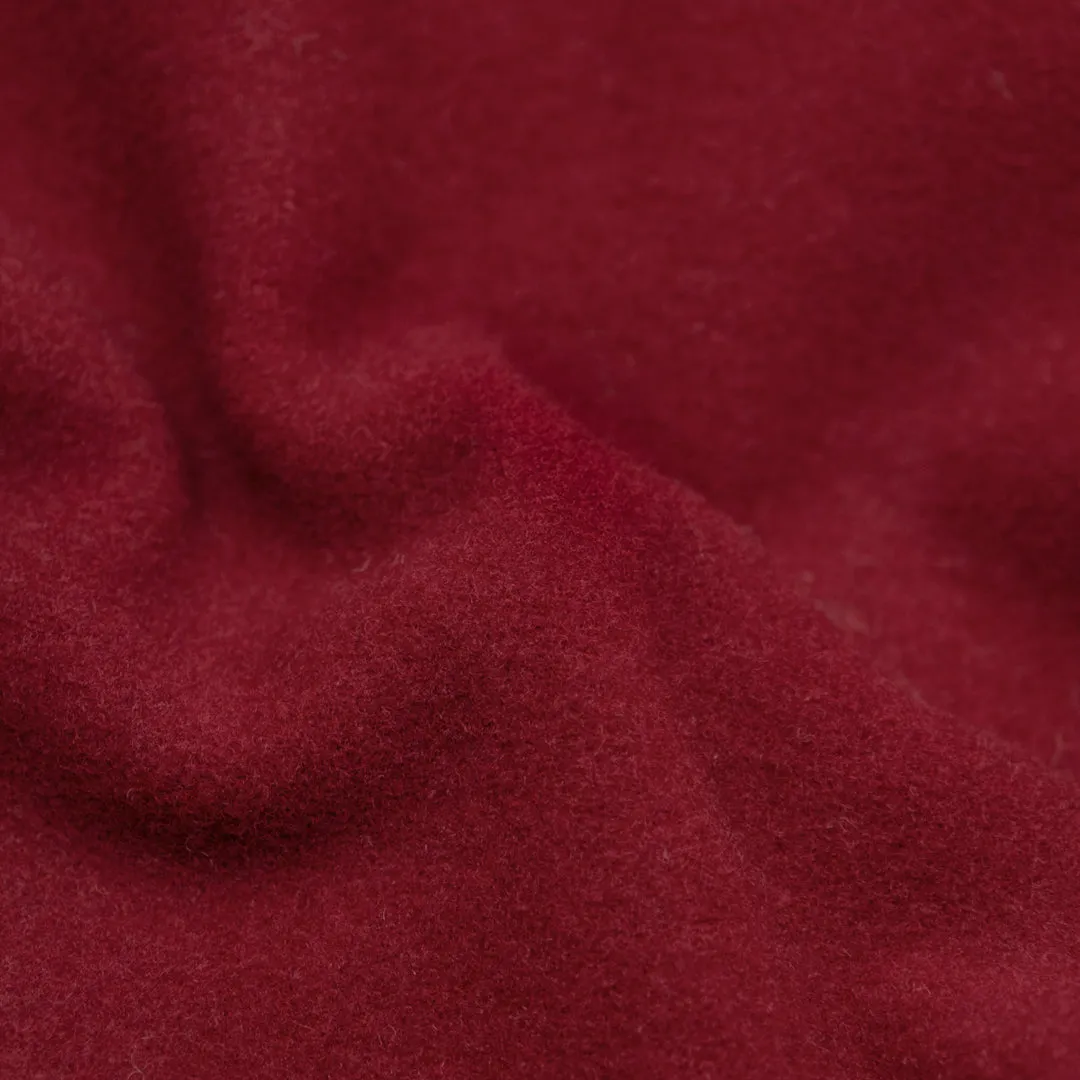 Remnant - 50cm - Deadstock Felted Wool Blend Coating - Cranberry