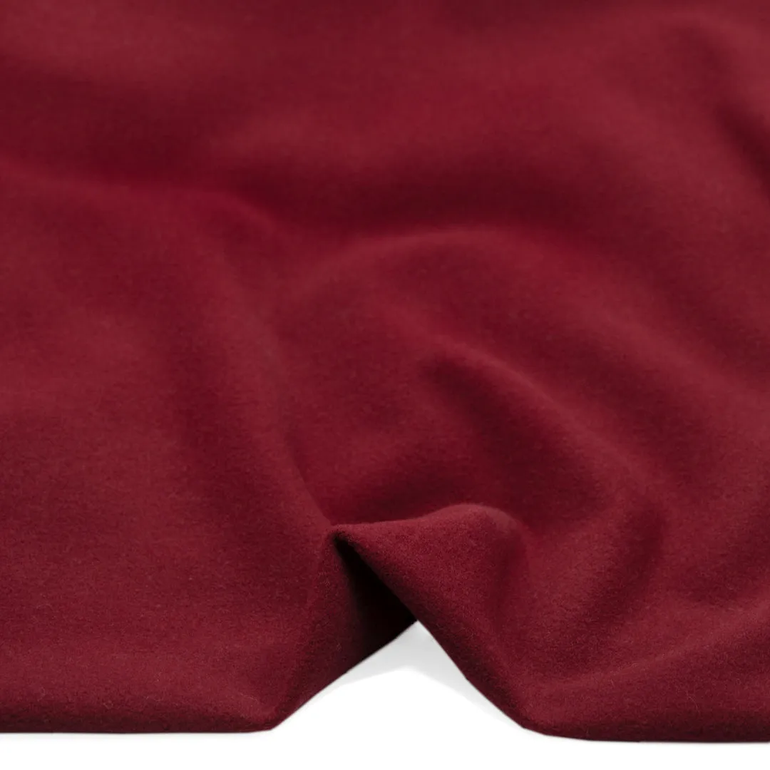 Remnant - 50cm - Deadstock Felted Wool Blend Coating - Cranberry