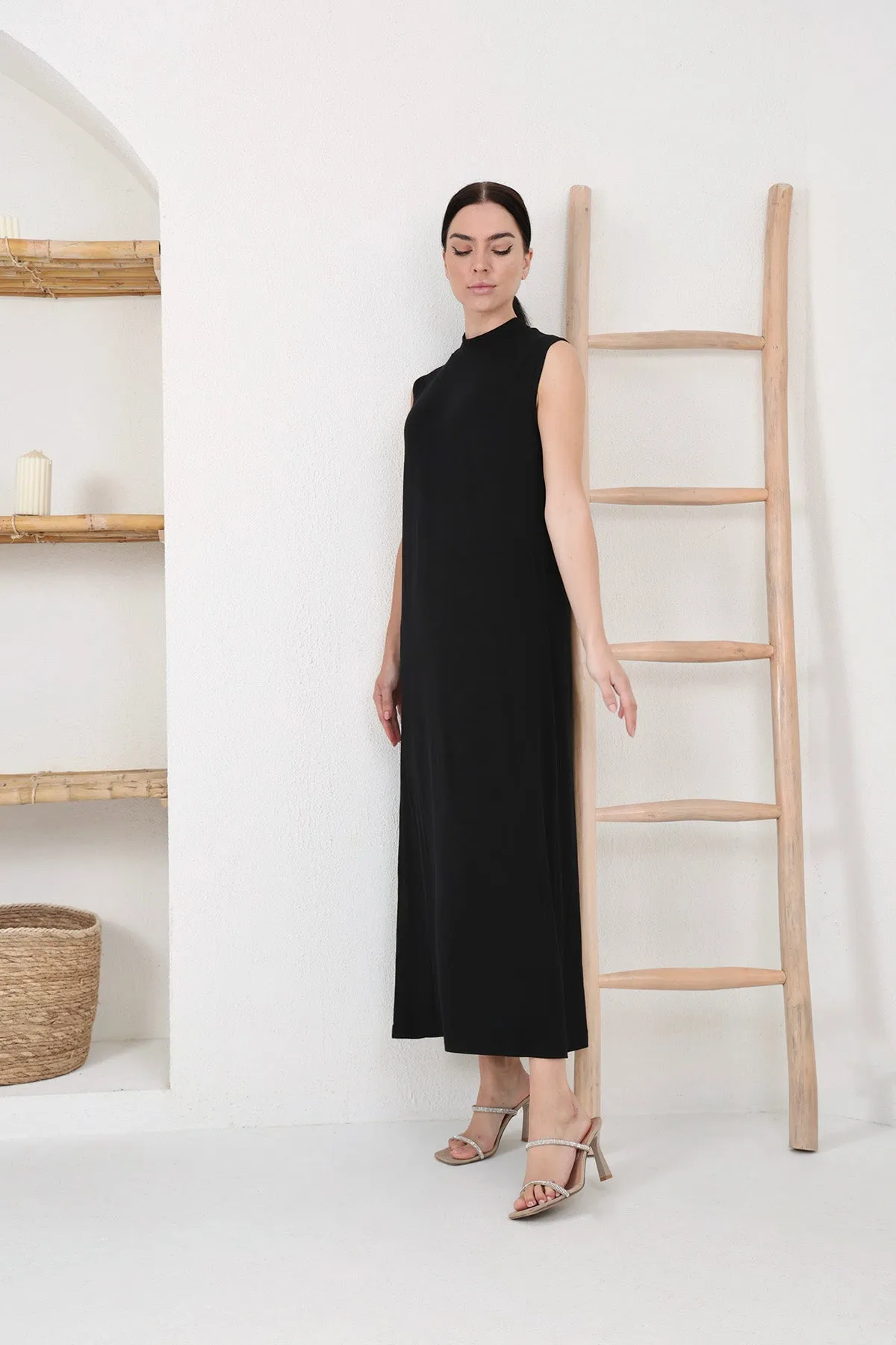 Sleeveless Slip Dress - Black