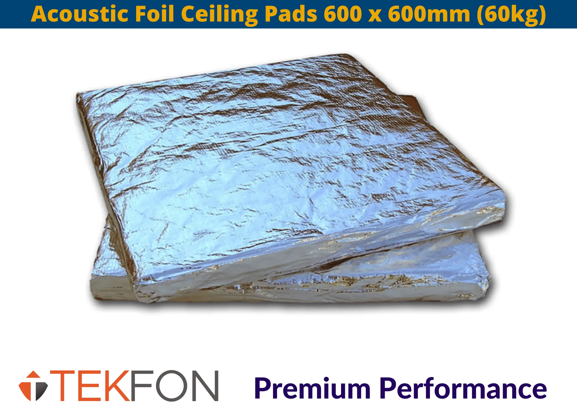 Tekfon Acoustic Reduction Foil Ceiling Pads | 600 x 600mm (60kgm3)