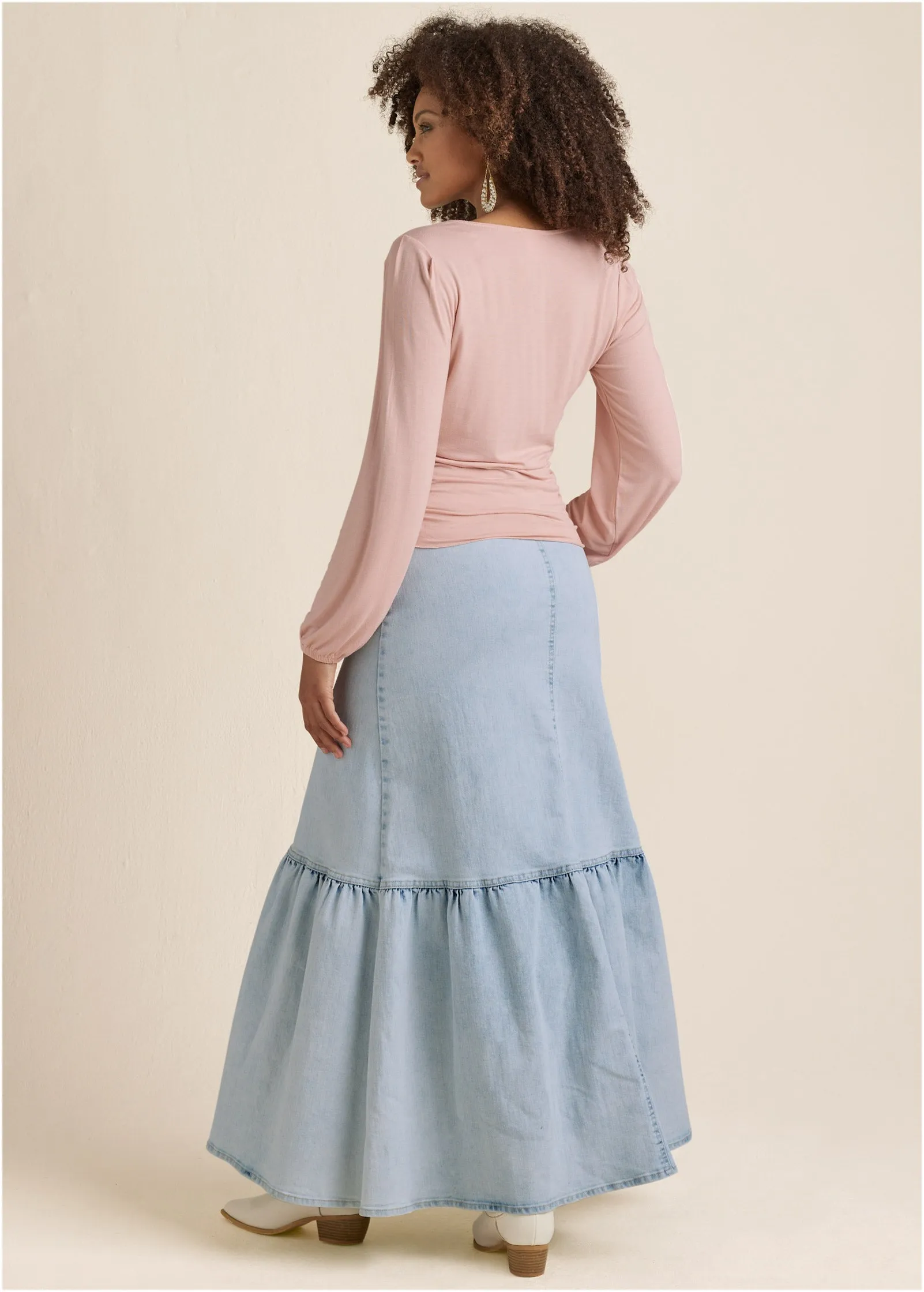 Tie-Front Button-Up Top - Peach