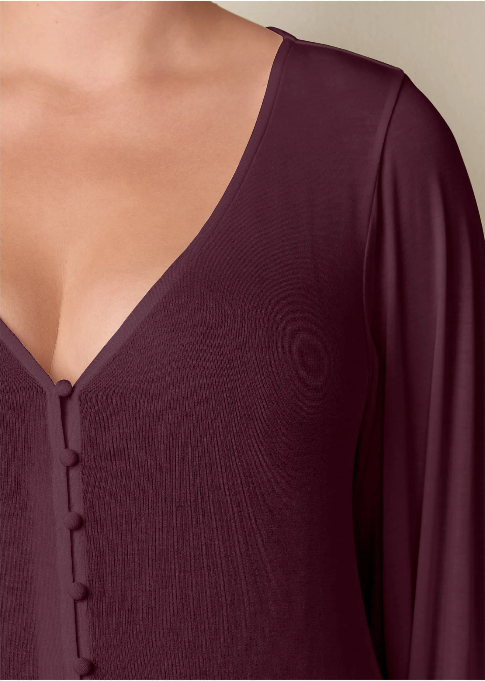 Tie-Front Button-Up Top - Wine
