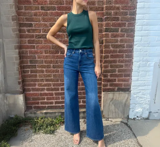 Veronica Beard - Taylor Hi-Rise Wide Leg Jeans in Bright Blue