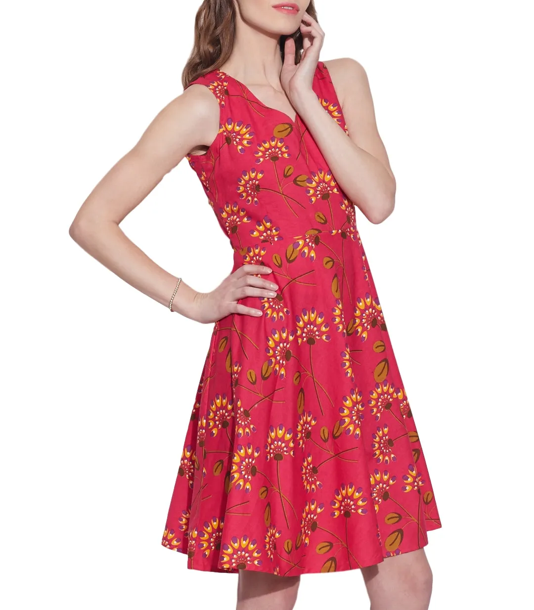 Womens Accessories Cotton Printed Dress,Machine Washable,W-CPD34-1605, Size-34 Inch